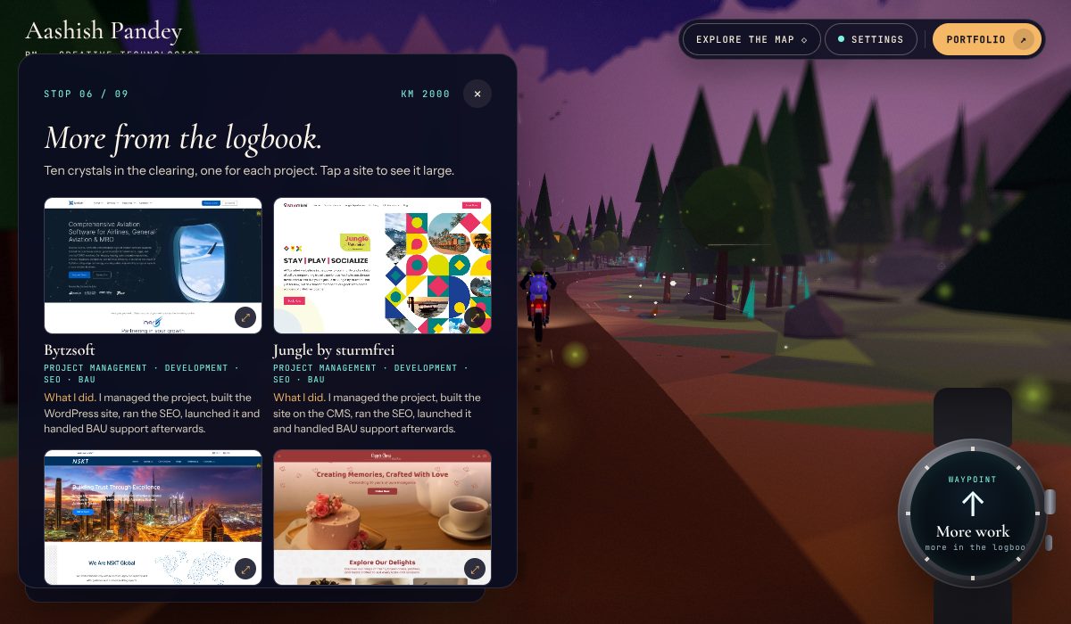 More work stop in Aashish Pandey’s 3D portfolio: a panel of client website projects