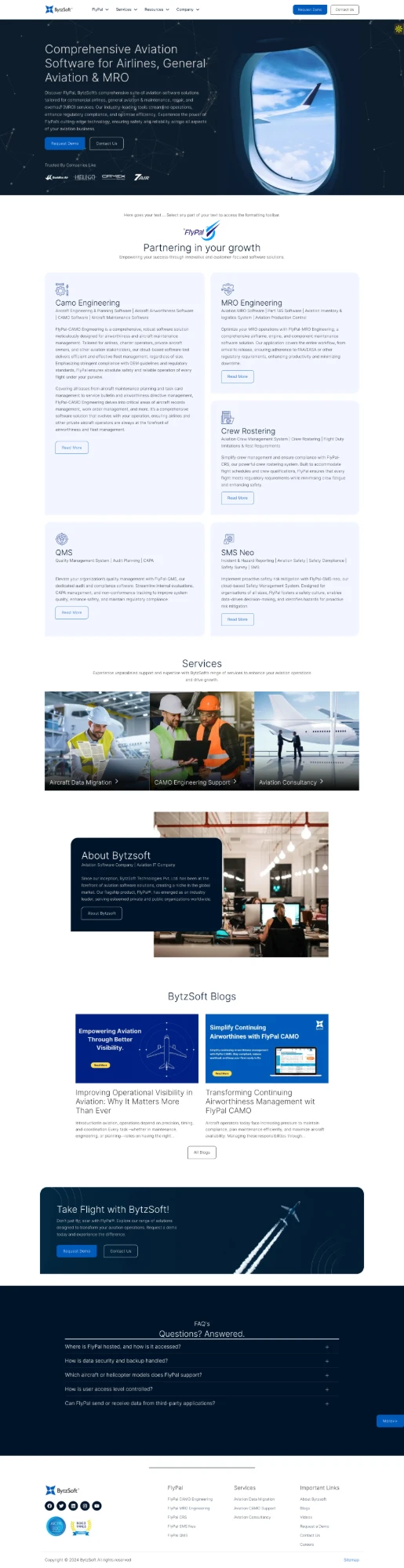 Screenshot of the Bytzsoft website